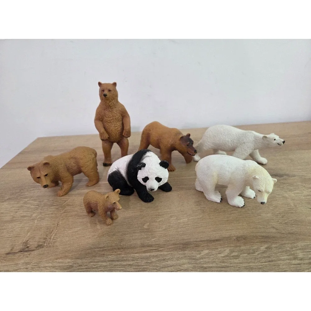 PAPO Lot Set of 7 Bear Figures Grizzly Polar Panda Cub